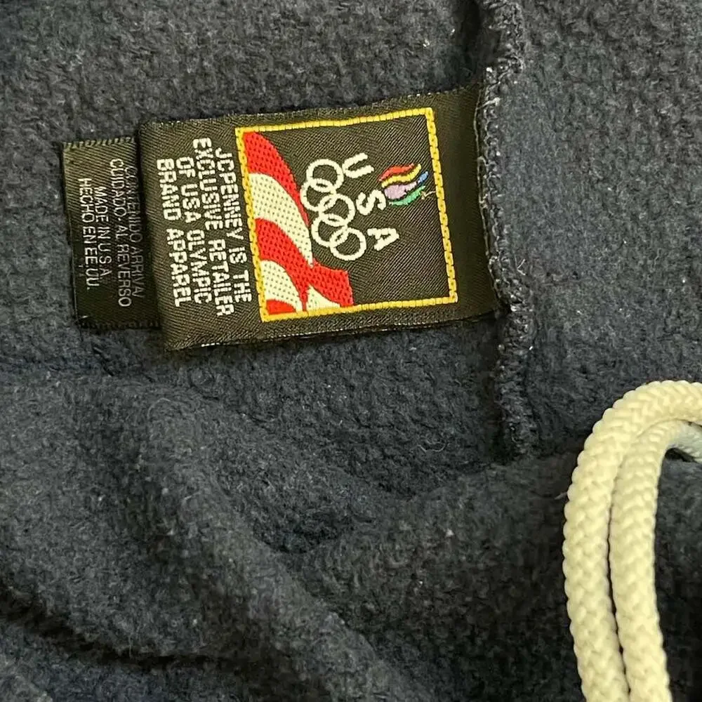 USA Olympic Vintage 90s Embroidered Sweatpants Navy Blue Drawstring Made in USA